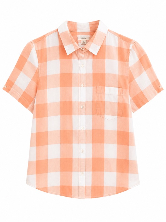 J. Crew Tops - J. Crew Coral and White Gingham Button-Up Shirt